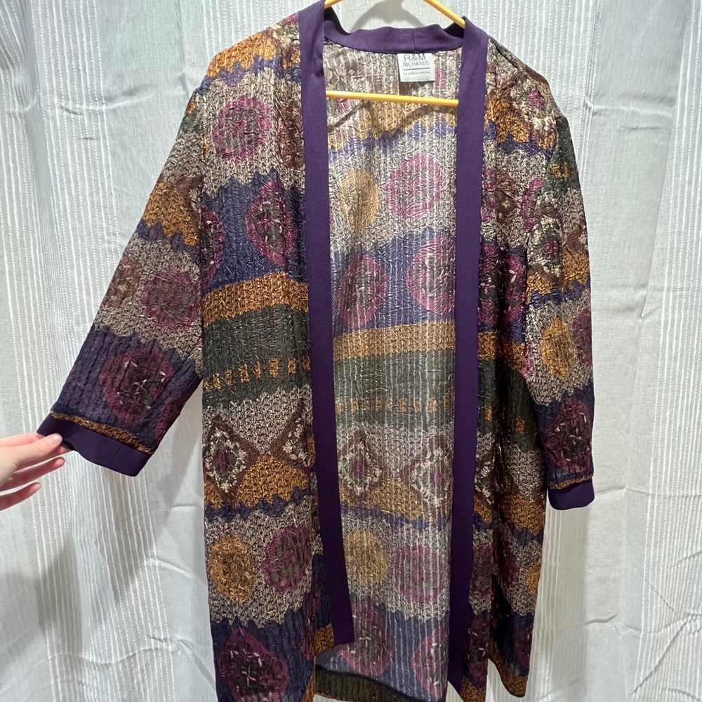 R&M Richards Multicolor Open Front Cardigan